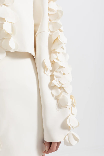 Two-Piece Set With Petal Adornments - Beige