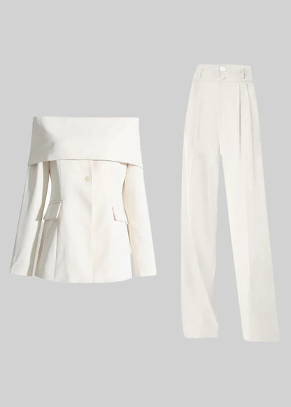 Off-Shoulder Contemporary Jacket - White