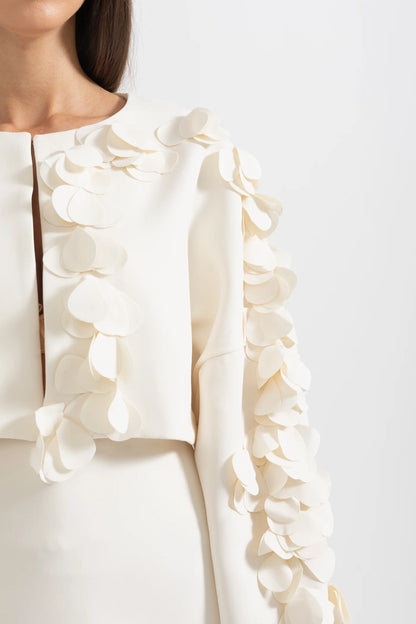 Two-Piece Set With Petal Adornments - Beige
