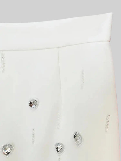 Crystal Adorned Two Piece Co-Ord - White