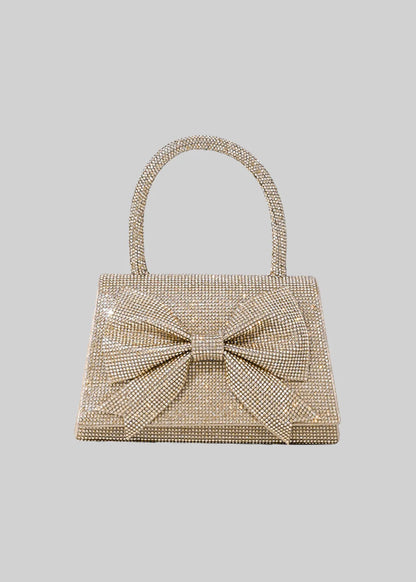Rhinestone Handbag With Glittering Accents - Gold