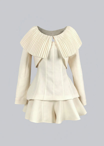 Chic 3-Piece Co-Ord With Blazer, Top and Mini Skort - Ivoire