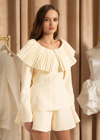 Chic 3-Piece Co-Ord With Blazer, Top and Mini Skort - Ivoire