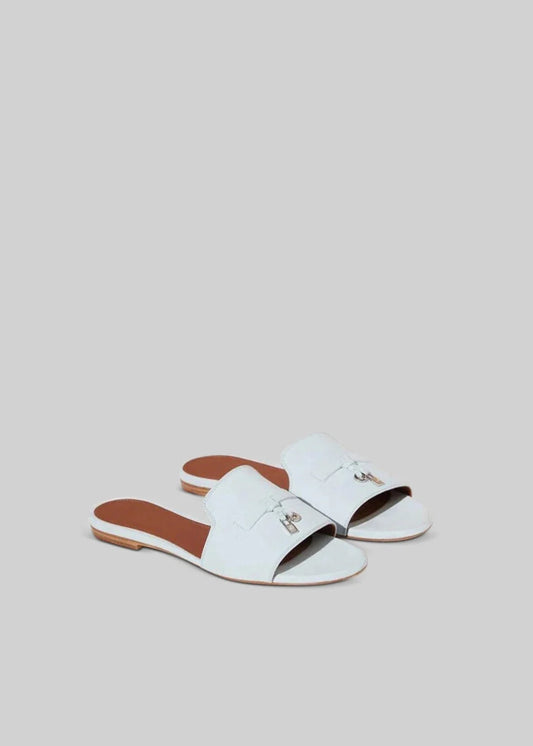 Suede Sandals With Silver Charms - Baby Blue
