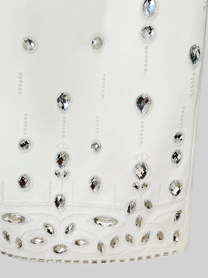 Crystal Adorned Two Piece Co-Ord - White