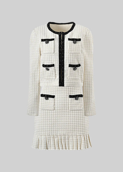 Textured Two-Piece Set With Black Accents - Ivoire